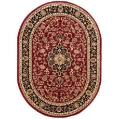 Well Woven 54100-6O Medallion Kashan Traditional Oval Rug; Red - 6 ft. 7 in. x 9 ft. 6 in.