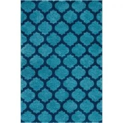 Well Woven MC-56-3 Zoe Modern Trellis Rug; Light Blue - 2 x 3 ft.