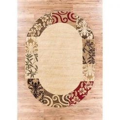 Well Woven 54822-6O Modern Damask Border Rug - 7X10 in.