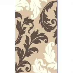 A Cd 8 x 11 Hollywood Hand Carved Modern Indian Rug - Champagne & Black