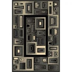 A Cd 6 x 9 Gallery Machine Carved Area Rug - Grey Black & Chocolate