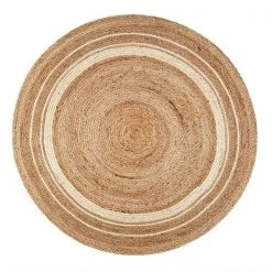 Anji Mountain AMB0362-060R 6 ft. Round Kerala Sunrise Jute Hand Braided Rug - Beige; Tan & Ivory