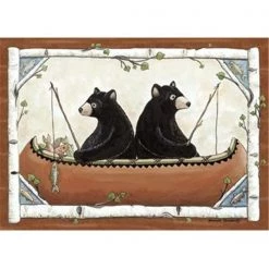 Associated Weavers Custom Printed Rugs BEARS IN CANOE Bears In Canoe Wildlife Rug