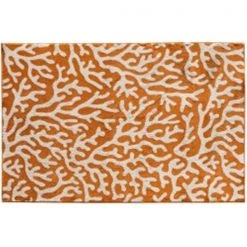 Central Oriental 2303TN71.084 Terrace Tropic 084 Allover Coral 100 Percent Heat Set Polypropylene Rug; Tangerine & Snow - 6 ft. 7 in. x 9 ft. 6 in.