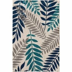 Central Oriental 2304NP58.084 Terrace Tropic 084 Blythewood 100 Percent Heat Set Polypropylene Rug; Snow & Sapphire - 5 ft. x 7 ft. 3 in.