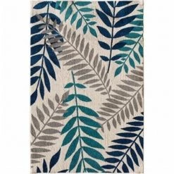 Central Oriental 2304NP71.084 Terrace Tropic 084 Blythewood 100 Percent Heat Set Polypropylene Rug; Snow & Sapphire - 6 ft. 7 in. x 9 ft. 6 in.