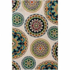 Central Oriental 2300NI80.084 Terrace Tropic 084 Burnette 100 Percent Heat Set Polypropylene Rug; Snow & Multi Color - 7 ft. 10 in. x 9 ft. 10 in.