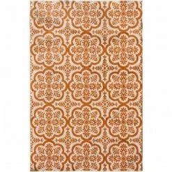 Central Oriental 2301NT80.084 Terrace Tropic 084 Contoy 100 Percent Heat Set Polypropylene Rug; Snow & Tangerine - 7 ft. 10 in. x 9 ft. 10 in.