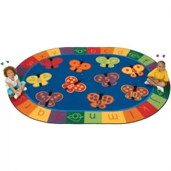 Carpets For Kids 3503 123 ABC Butterfly Fun 3.10 ft. x 5.5 ft. Oval Rug