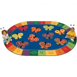Carpets For Kids 3507 123 ABC Butterfly Fun 7.67 ft. x 10.83 ft. Oval Rug