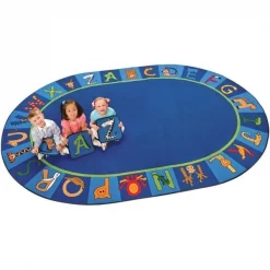 Carpets For Kids 5508 A to Z Animals 8.25 ft. x 11.67 ft. Oval Carpet