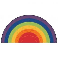 Carpets For Kids 1262 Rainbow Rows 6 ft. x 12 ft. Semi-Cir Carpetcle