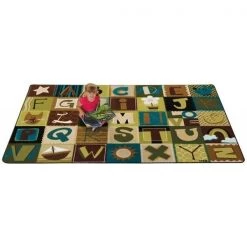 Carpets For Kids 11726 Toddler Alphabet Blocks - Nature 6 ft. x 9 ft. Rectangle Carpet