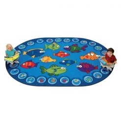 Carpets For Kids 6806 Fishing for Literacy 6.75 ft. x 9.42 ft. Oval Carpet