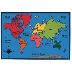 Carpets for Kids 72.86 World Map 6 ft. x 9 ft.