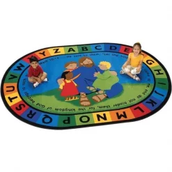 Carpets for Kids 72006 Jesus Loves the Little Children Rug; 6 ft. 9 in. x 9 ft. 5 in.