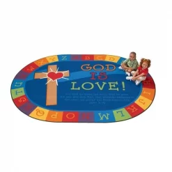 Wall-To-Wall God is Love Learning Rug; 6 ft. 9 in. x 9 ft. 5 in.