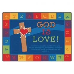 Carpets for Kids 83013 God is Love Learning Rug; 3 ft. 10 in. x 5 ft. 5 in.
