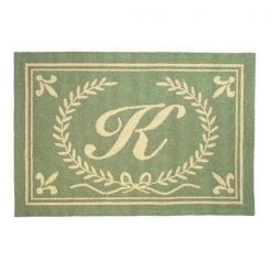 123 Creations C236YY Green Intial Y Hook Rug