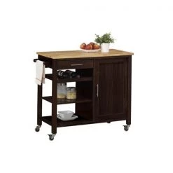 4D Concepts 53653 Calgary Cart with Wood top - Wenge and Natural