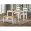 4D Concepts 534110 New York Table with 2 Benches; Natural & White