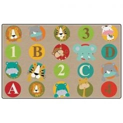 Flagship Carpets FE400-58A Rectangle ABC & 123 Animals Primary Rug; 10 ft. 9 in. x 13 ft. 2 in. - 30 Seats