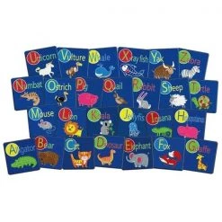 Flagship Carpets FE405-STA Squares Alphabet Animals Seating Carpet; 16 in. x 16 in. - Set of 26
