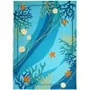 H2H 22 in. x 34 in. Underwater Coral and Starfish Indoor Outdoor Hand Hooked Area Rug - Bright Deep Blue -Rugs&Mats Official Shop Unbeatablesale20Inc hmfr1003xx650xx668990