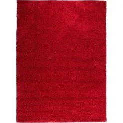 Infinity Home 70405 5 x 7 ft. 2 in. Madison Shag Plain Area Rug - Red