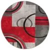Infinity Home 600100 5 ft. 3 in. Ruby Galaxy Waves Round Rug - Grey & Red -Rugs&Mats Official Shop Unbeatablesale20Inc ifnt1067xx650xxf12068