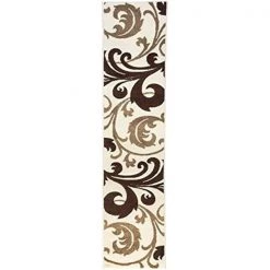 Infinity Home 600622 20 in. x 7 ft. Ruby Leslie Fleur De Lis Runner Area Rug - Ivory