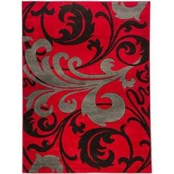 Infinity Home 600605 5 ft. 3 in. x 7 ft. 3 Ruby Leslie Fleur De Lis Area Rug - Red