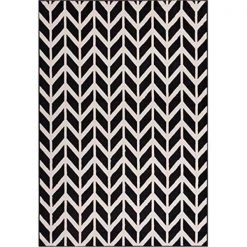Infinity Home 85234 3 ft. 3 in. x 5 ft. 3 in. Miami Bourban Chevron Area Rug - Black