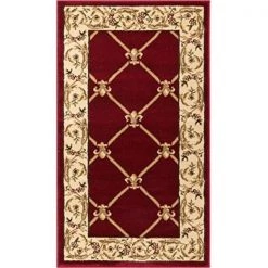 Infinity Home 36203 2 ft. 3 in. x 3 ft. 11 in. Timeless Fleur De Lis Area Rug - Red