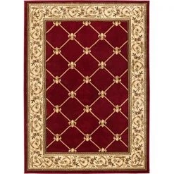 Infinity Home 36204 3 ft. 11 in. x 5 ft. 3 in. Timeless Fleur De Lis Area Rug - Red