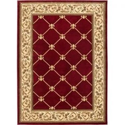 Infinity Home 36207 7 ft. 10 in. x 10 ft. 6 in. Timeless Fleur De Lis Area Rug - Red