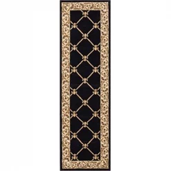 Infinity Home 36232L 2 ft. 7 in. x 12 ft. Timeless Fleur De Lis Runner Area Rug - Black