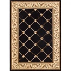 Infinity Home 36235 5 ft. 3 in. x 7 ft. 3 in. Timeless Fleur De Lis Area Rug - Black