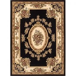 Infinity Home 36335 5 ft. 3 in. x 7 ft. 3 in. Timeless Le Petit Palais Traditional Area Rug - Black