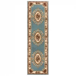 Infinity Home 36362L 2 ft. 7 in. x 12 ft. Timeless Le Petit Palais Traditional Runner Area Rug - Light Blue