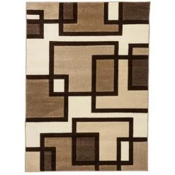 Infinity Home 600938 9 ft. 2 in. x 12 ft. 6 in. Ruby Imagination Squares Contemporary Area Rug - Cream