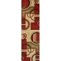 Infinity Home 547802 Barclay Arcs and Shapes 2 ft. 3 in. x 7 ft. 3 in. Runner Rug in Red
