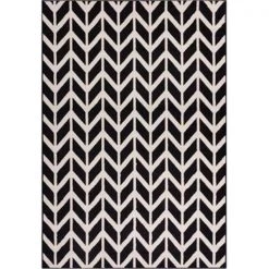 Well Woven 85237 Miami Bourban Chevron Rug; Black - 8 ft. 2 in. x 9 ft. 10 in.