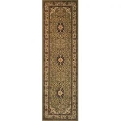 Infinity Home 541052 Barclay Medallion Kashan 2 ft. 3 in. x 7 ft. 3 in. Runner Rug in Green