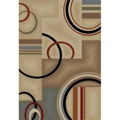 Infinity Home 547824 Barclay Arcs and Shapes 3 ft. 11 in. x 5 ft. 3 in. Rectangular Area Rug in Ivory