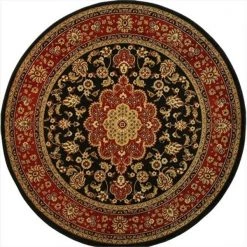 Infinity Home 541030 Barclay Medallion Kashan 5 ft. 3 in. Round Area Rug in Black