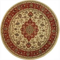 Infinity Home 541020 Barclay Medallion Kashan 5 ft. 3 in. Round Area Rug in Ivory