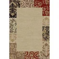 Infinity Home 548220 Barclay Vane Willow Damask 5 ft. 3 in. Round Area Rug in Beige
