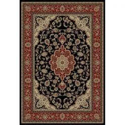 Infinity Home 541036 Barclay Medallion Kashan 6 ft. 7 in. x 9 ft. 6 in. Rectangular Area Rug in Black