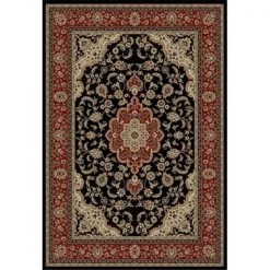 Infinity Home 541038 Barclay Medallion Kashan 9 ft. 3 in. x 12 ft. 6 in. Rectangular Area Rug in Black